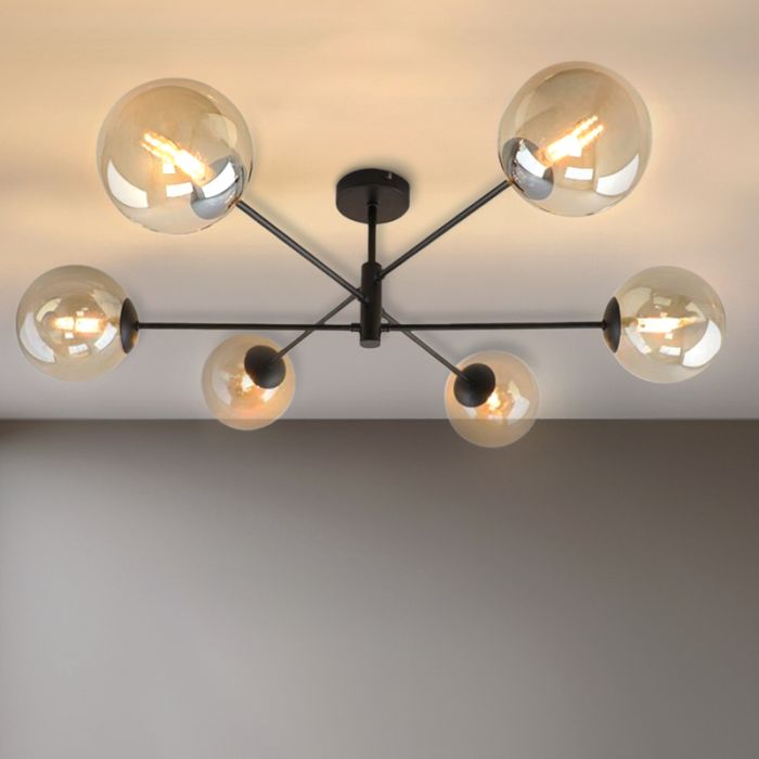 Moderne plafondlamp zwart, Remo