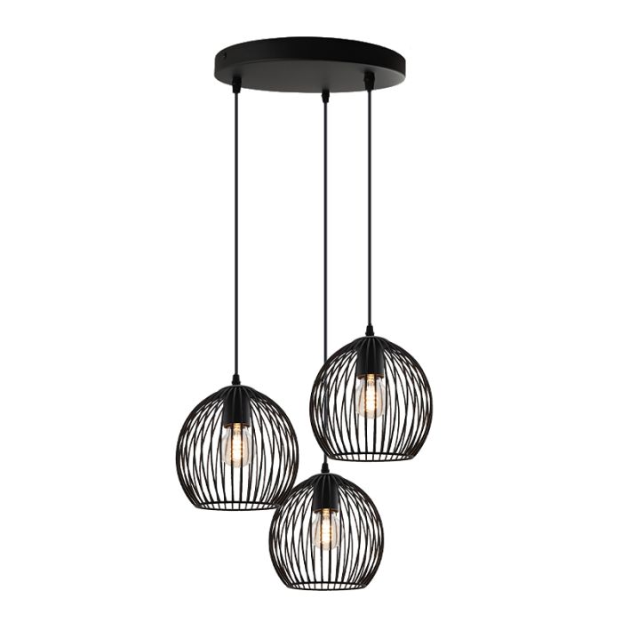 Zwarte ronde 3L hanglamp Wiro bolvormig, klein