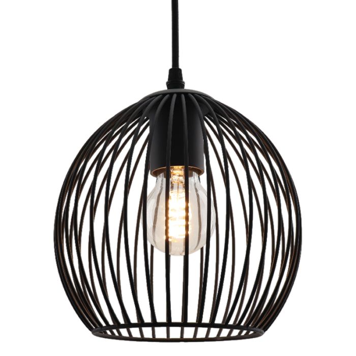 Zwarte ronde 3L hanglamp Wiro bolvormig, klein