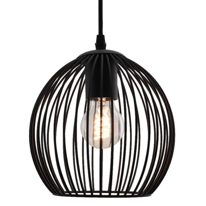 Zwarte ronde 3L hanglamp Wiro bolvormig, klein