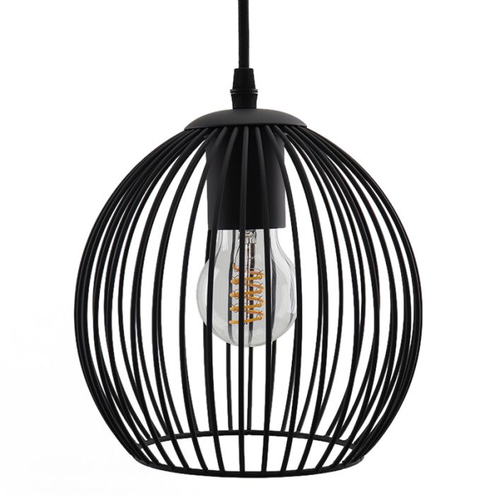 Zwarte ronde 3L hanglamp Wiro bolvormig, klein
