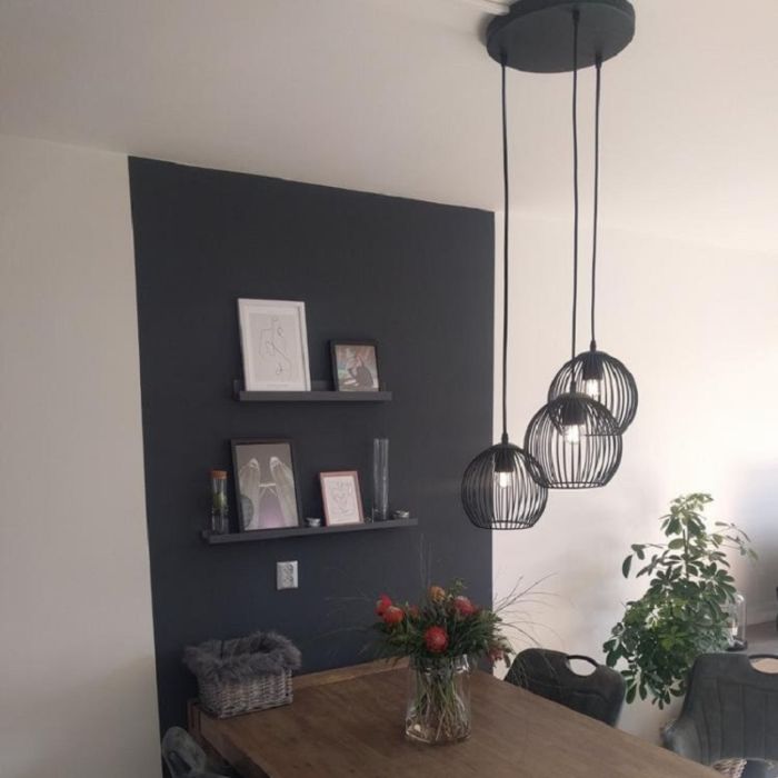 Zwarte ronde 3L hanglamp Wiro bolvormig, klein