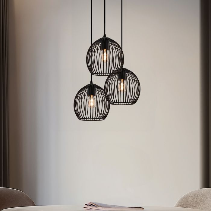 Zwarte ronde 3L hanglamp Wiro bolvormig, klein