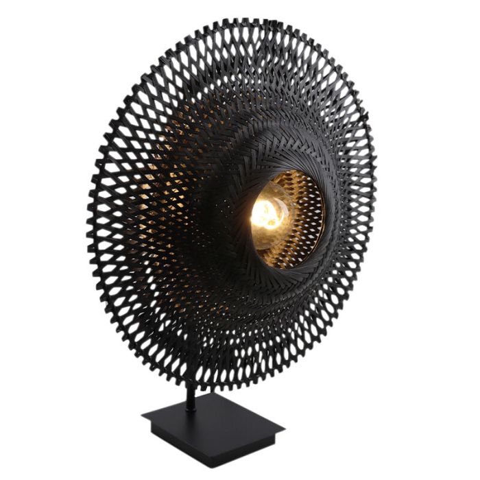 Rotan tafellamp zwart, Cordoba, met schakelaar