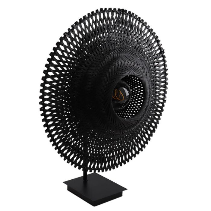 Rotan tafellamp zwart, Cordoba, met schakelaar