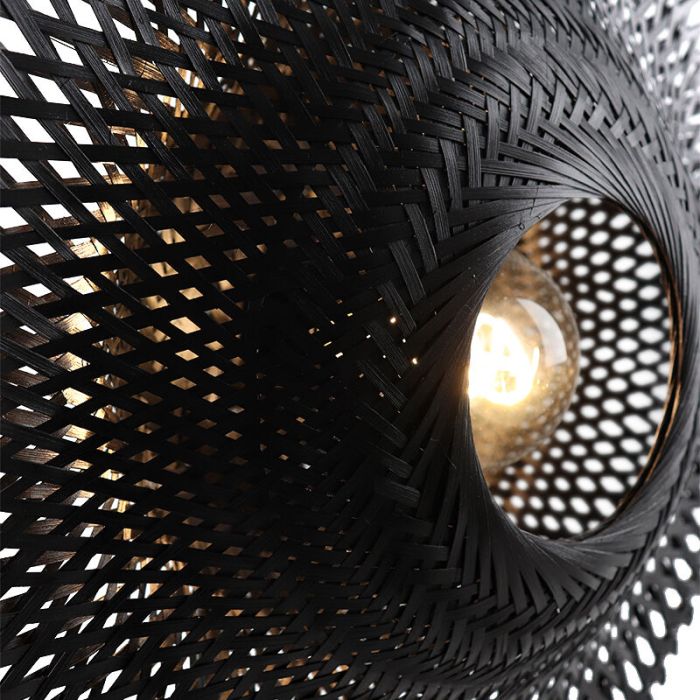 Rotan tafellamp zwart, Cordoba, met schakelaar