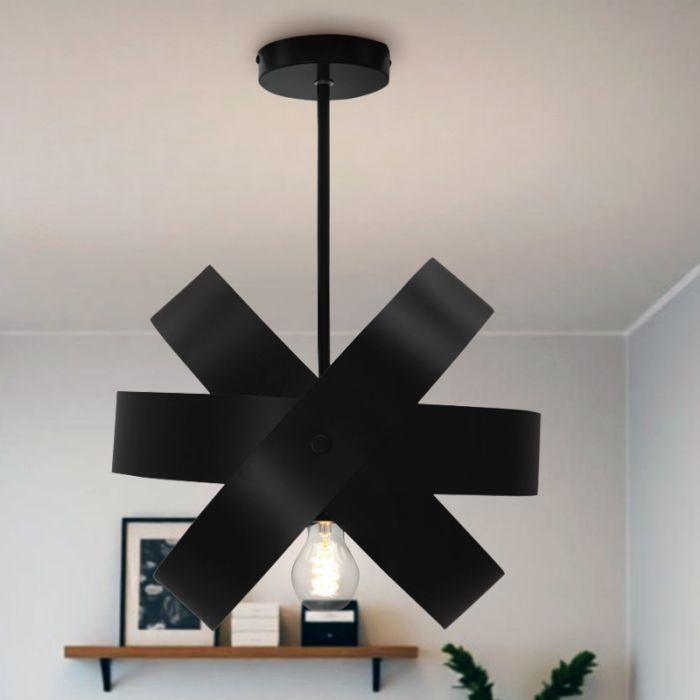 Metalen plafondlamp zwart, Laury