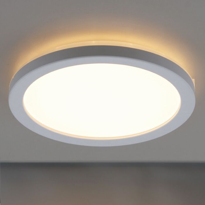 Witte badkamer plafondlamp Shivani, rond, IP44, 15W, 3000K LED