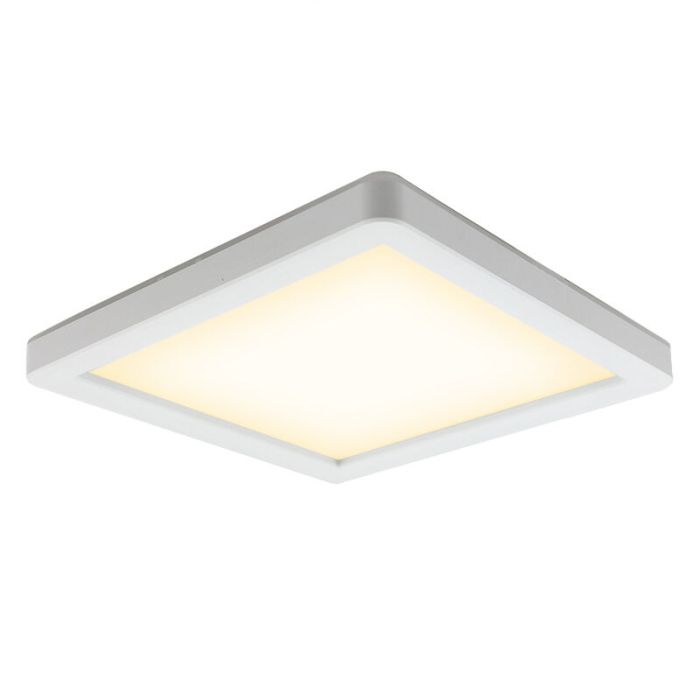 Witte badkamer plafondlamp Shivani, vierkant, IP44, 15W, 3000K LED