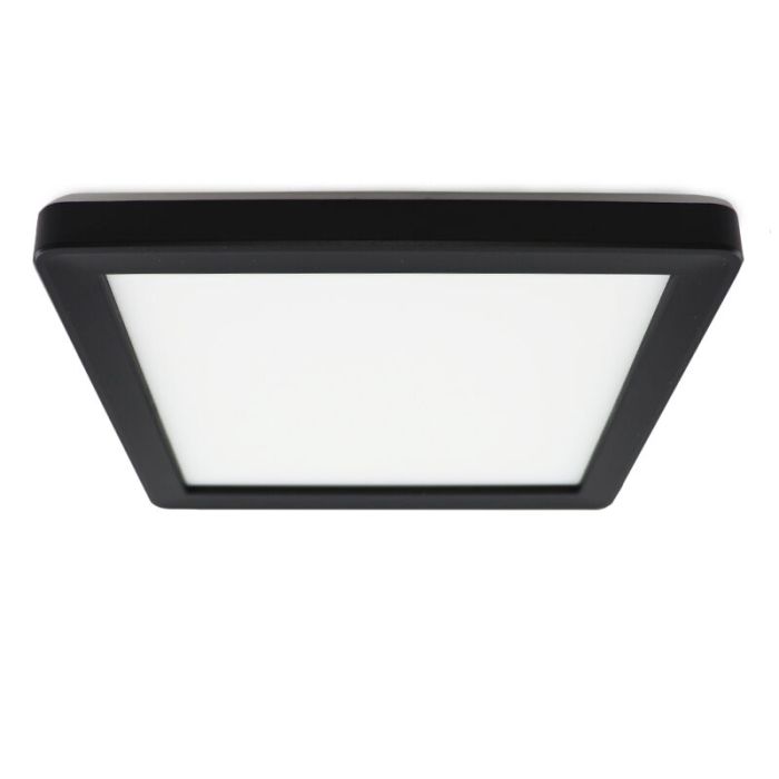 Zwarte badkamer plafondlamp Shivani, vierkant, IP44, 8W, 3000K LED