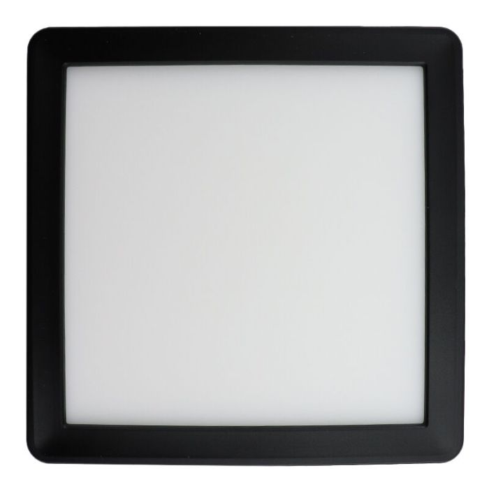 Zwarte badkamer plafondlamp Shivani, vierkant, IP44, 8W, 3000K LED