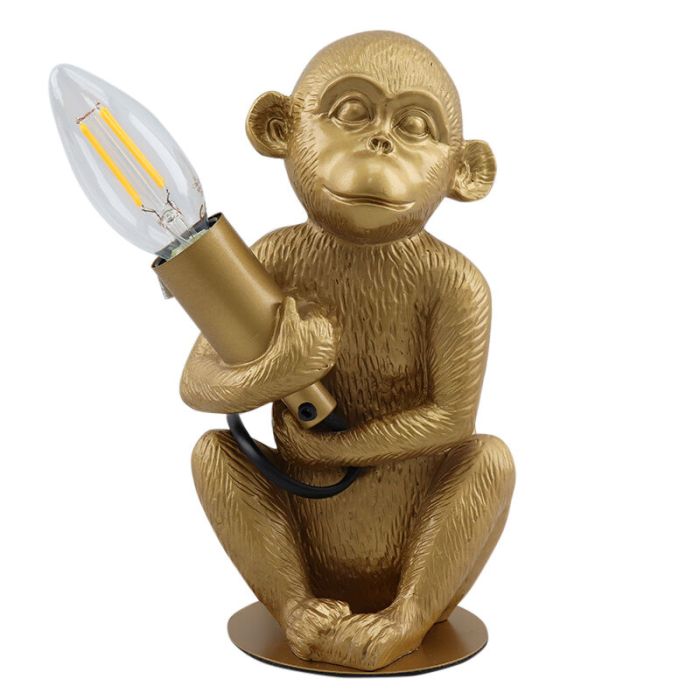 Moderne aap lamp goud, Monkey, met schakelaar