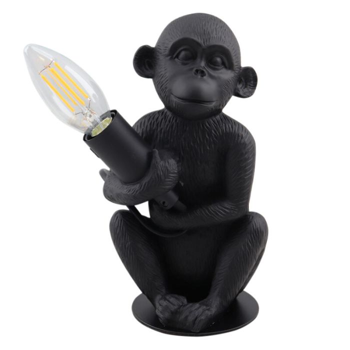 Moderne aap lamp zwart, Monkey, met schakelaar