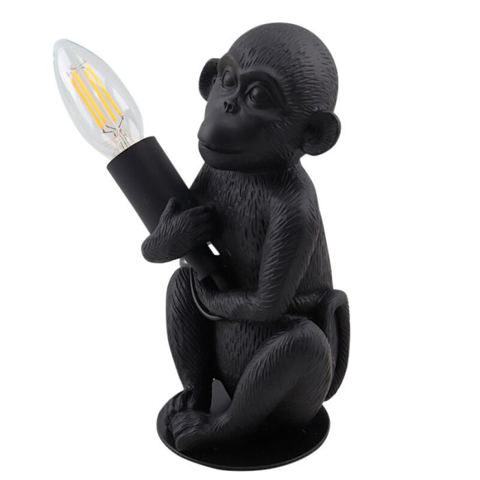 Moderne aap lamp zwart, Monkey, met schakelaar