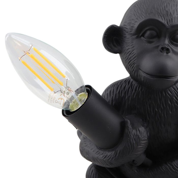 Moderne aap lamp zwart, Monkey, met schakelaar