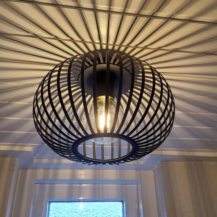 Zwarte plafonniere Lieve, Rond, klein