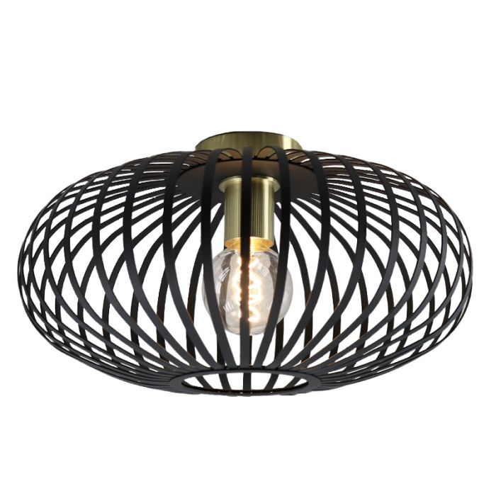 Zwarte met gouden plafonniere Lieve, Rond