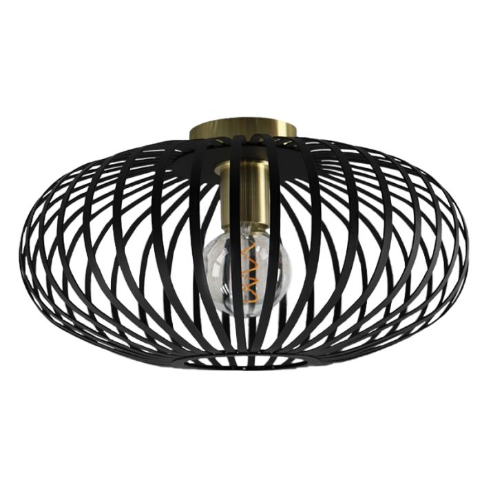 Zwarte met gouden plafonniere Lieve, Rond