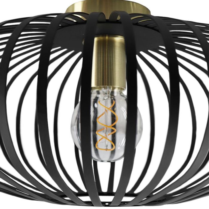 Zwarte met gouden plafonniere Lieve, Rond