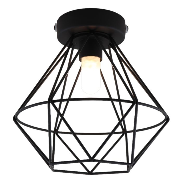 Industriële badkamer plafondlamp zwart, Jochem, IP44