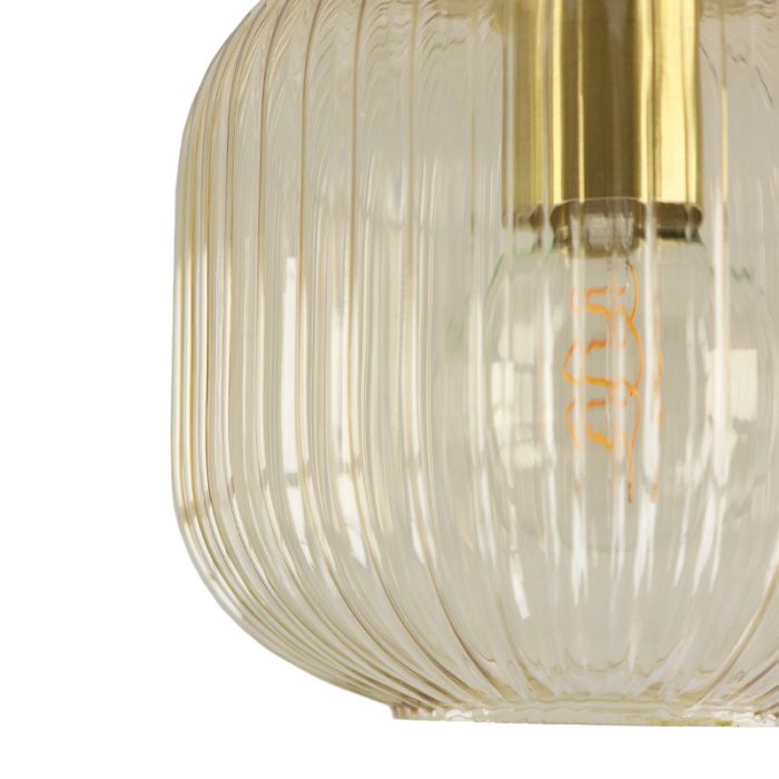 Amberkleurige plafondlamp Charlois, glas, retro