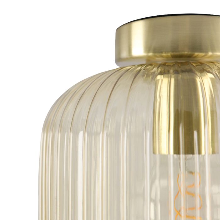 Amberkleurige plafondlamp Charlois, glas, retro