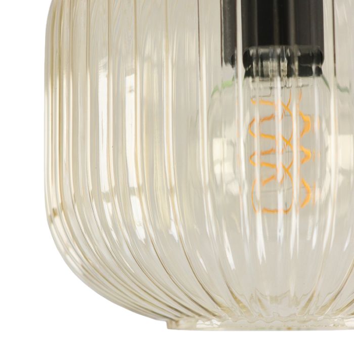 Amberkleurige plafondlamp Charlois, glas, retro