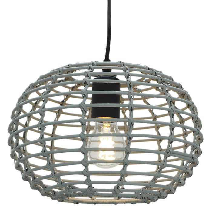 Rotan hanglamp grijs, Roza