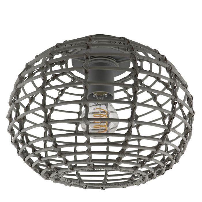 Rotan plafondlamp grijs, Roza