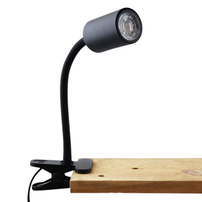 Moderne klemspot zwart, Elena, met schakelaar