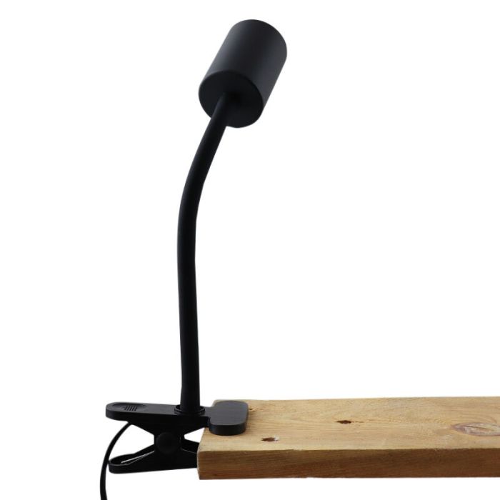 Moderne klemspot zwart, Elena, met schakelaar