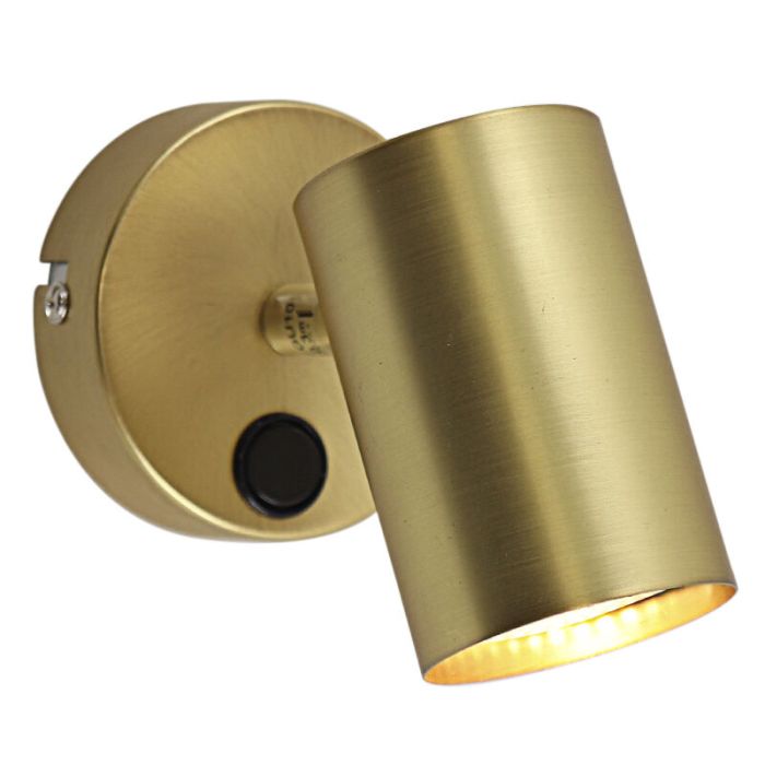 Moderne wandspot messing, Elena, met schakelaar