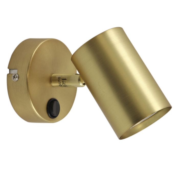 Moderne wandspot messing, Elena, met schakelaar
