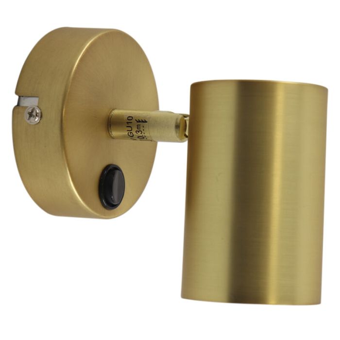 Moderne wandspot messing, Elena, met schakelaar