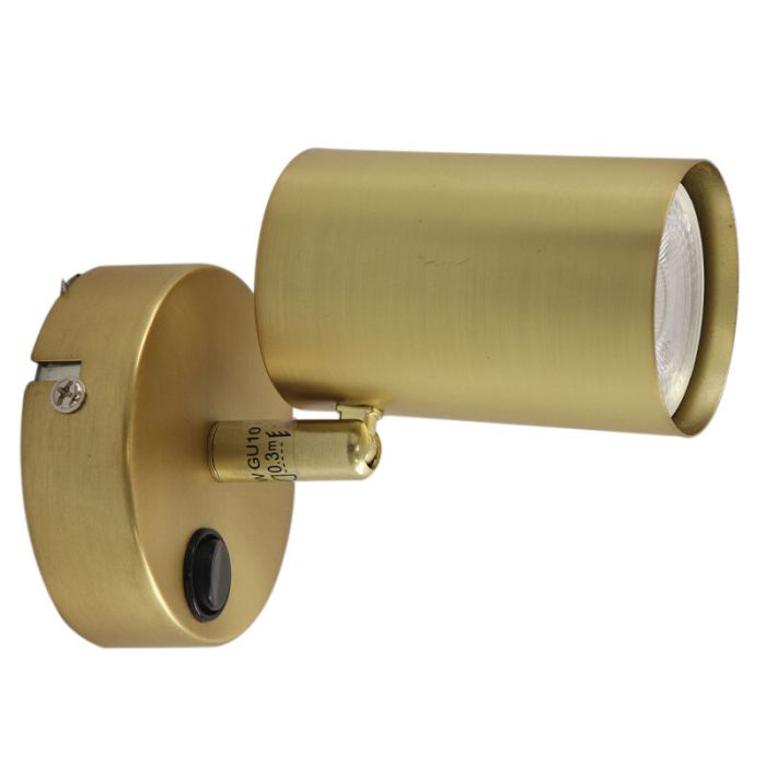 Moderne wandspot messing, Elena, met schakelaar
