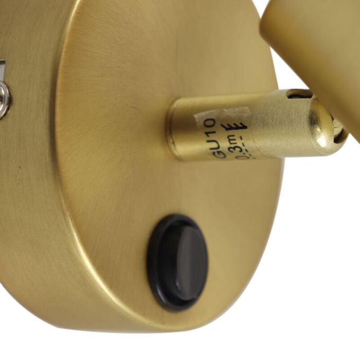 Moderne wandspot messing, Elena, met schakelaar
