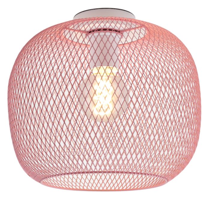 Roze plafondlamp Emado, metaal, industrieel