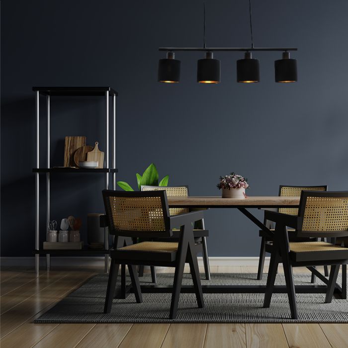 Gouden hanglamp Koge, stof, modern, 4L