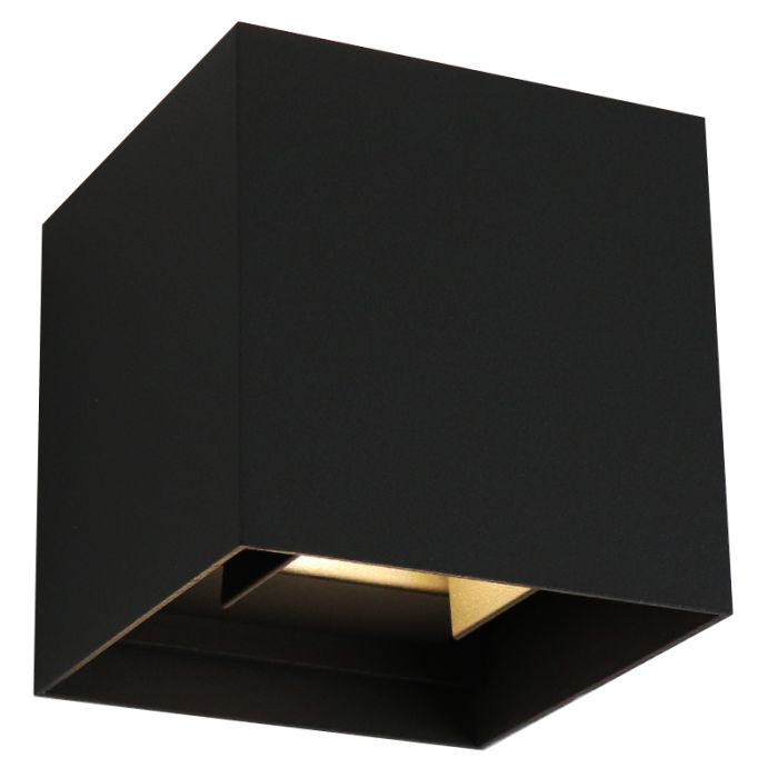 Zwarte up-down wandlamp Dion, 6W, warm wit, lichtstraal instelbaar, IP65