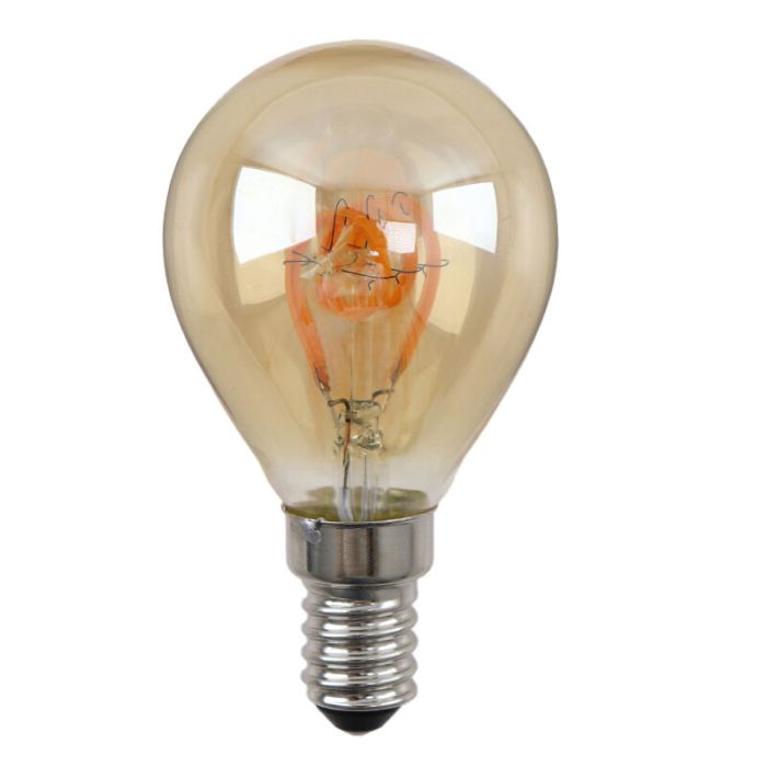 Dimbare Olucia E14 LED filament lamp Tuelo, amber, 4W, 2200K