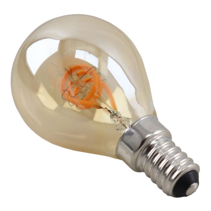 Dimbare Olucia E14 LED filament lamp Tuelo, amber, 4W, 2200K