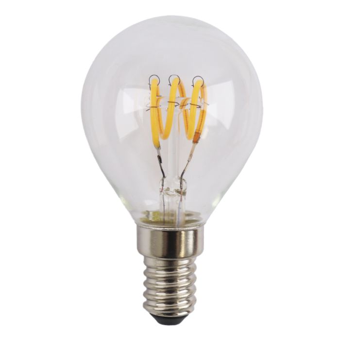 Dimbare Olucia E14 LED filament lamp Tuelo, P45, 4W, 2700K