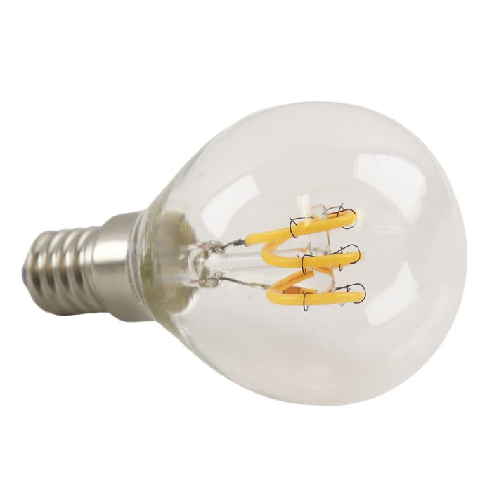 Dimbare Olucia E14 LED filament lamp Tuelo, P45, 4W, 2700K