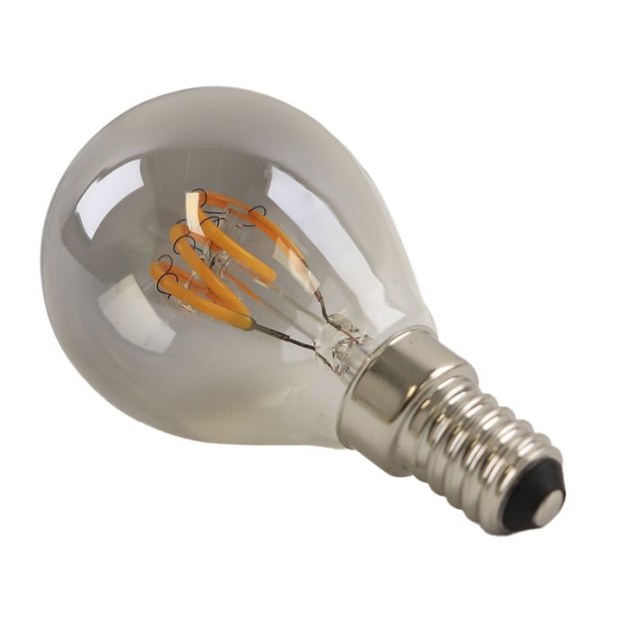Dimbare Olucia E14 LED filament lamp Tuelo, grijs, P45, 4W, 2200K