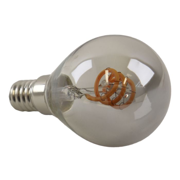 Dimbare Olucia E14 LED filament lamp Tuelo, grijs, P45, 4W, 2200K