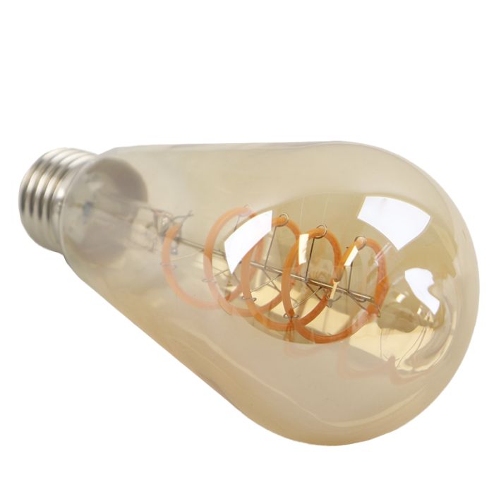 Dimbare Olucia E27 LED Edison lamp Tuelo, amber, 4W, 2200K