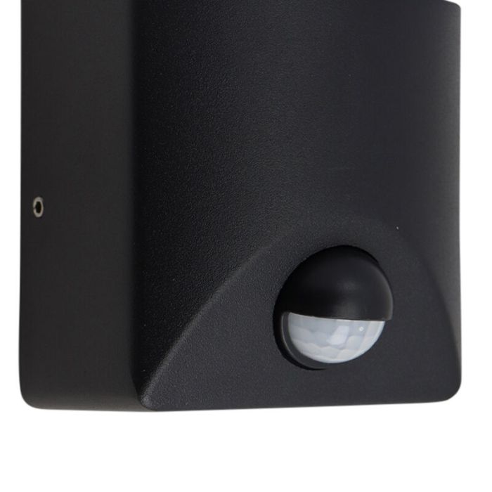 Moderne buiten wandlamp met bewegingssensor zwart, Loris, 12W, 2700K LED, IP44