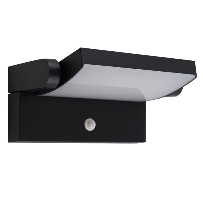 Moderne buiten wandlamp met bewegingssensor zwart, Alet, 12,5W, 3000K LED, IP54