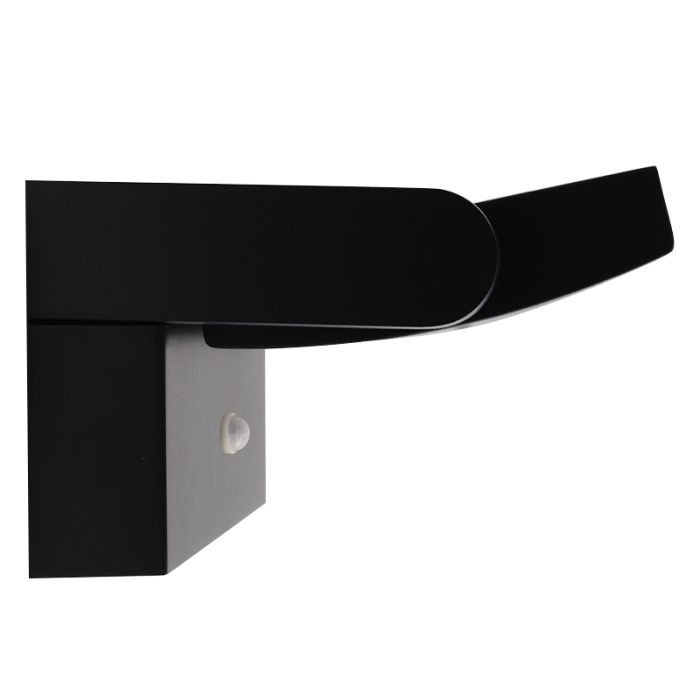 Moderne buiten wandlamp met bewegingssensor zwart, Alet, 12,5W, 3000K LED, IP54