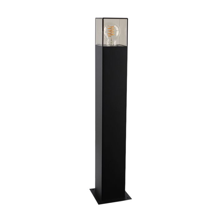 Zwarte staande buitenlamp Sanel, Smoke glas, 60cm